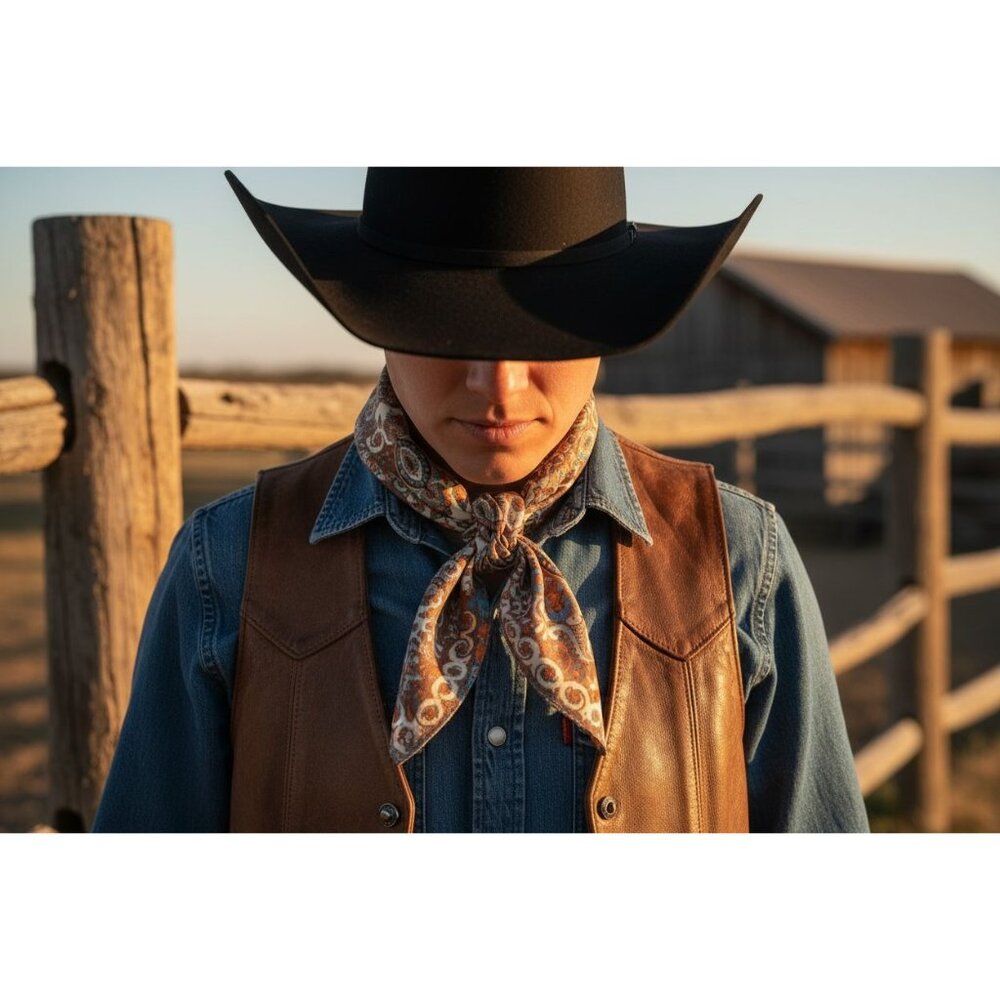 35 Inch Large Wild Rag Paisley Cowboy Scarf Silk Feel Bandana Neckerchief Oversi - Picture 7 of 8